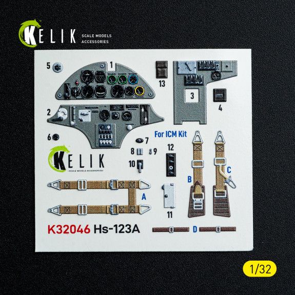 1:32 Hs-123A-1 - interior 3D decals for ICM kit