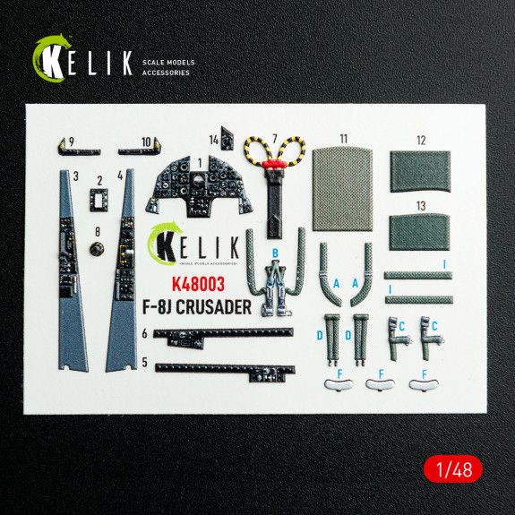 1:48 F-8J Crusader - interior 3D decals for Hasegawa kit