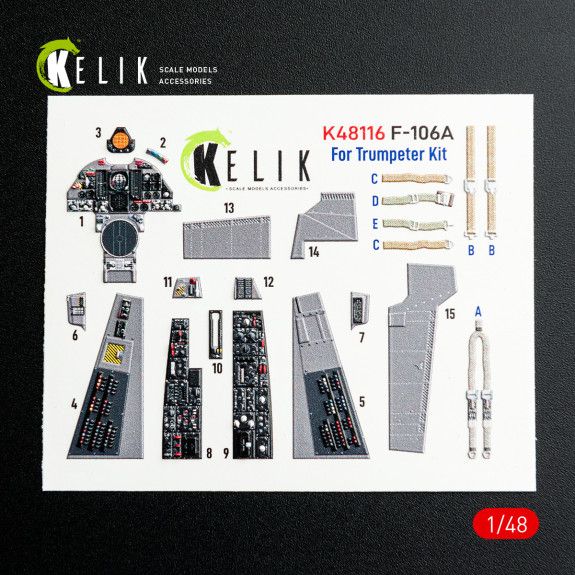 1:48 F-106A Delta Dart - interior 3D decals for Trumpeter kit