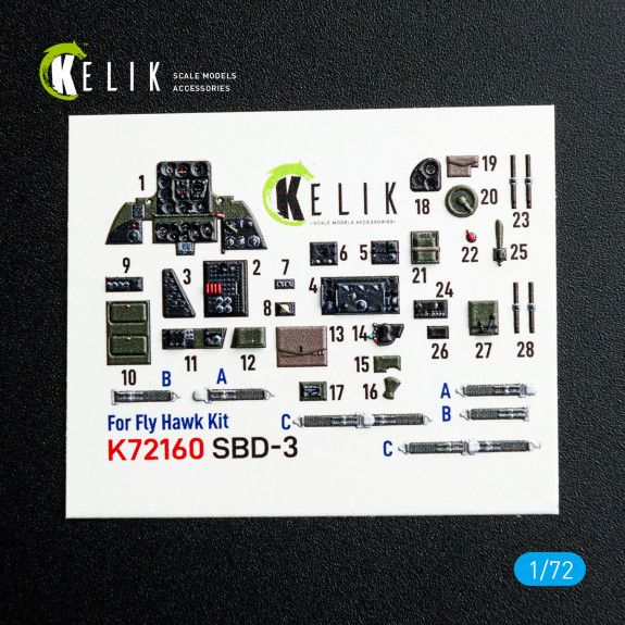 1:72 SBD-3 Dauntless - interior 3D decals for FlyHawk kit