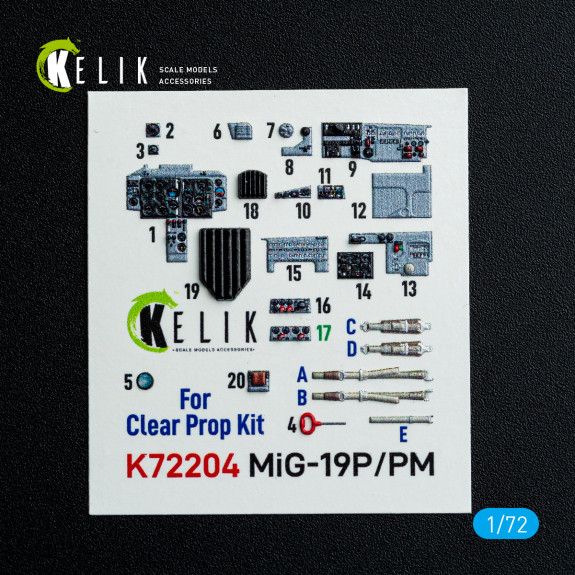 1:72 MiG-19P/PM - interior 3D decals for ClearProp kit