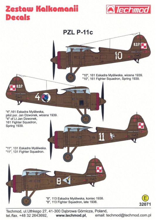 1:32 PZL P-11c Decal Set