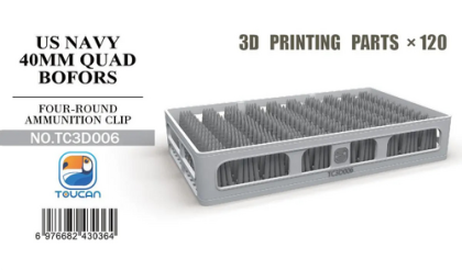 1:35 US Navy WWII 40 mm Quad Bofors - Four-round Ammunition Clip (120 pcs / 3D-Printed)