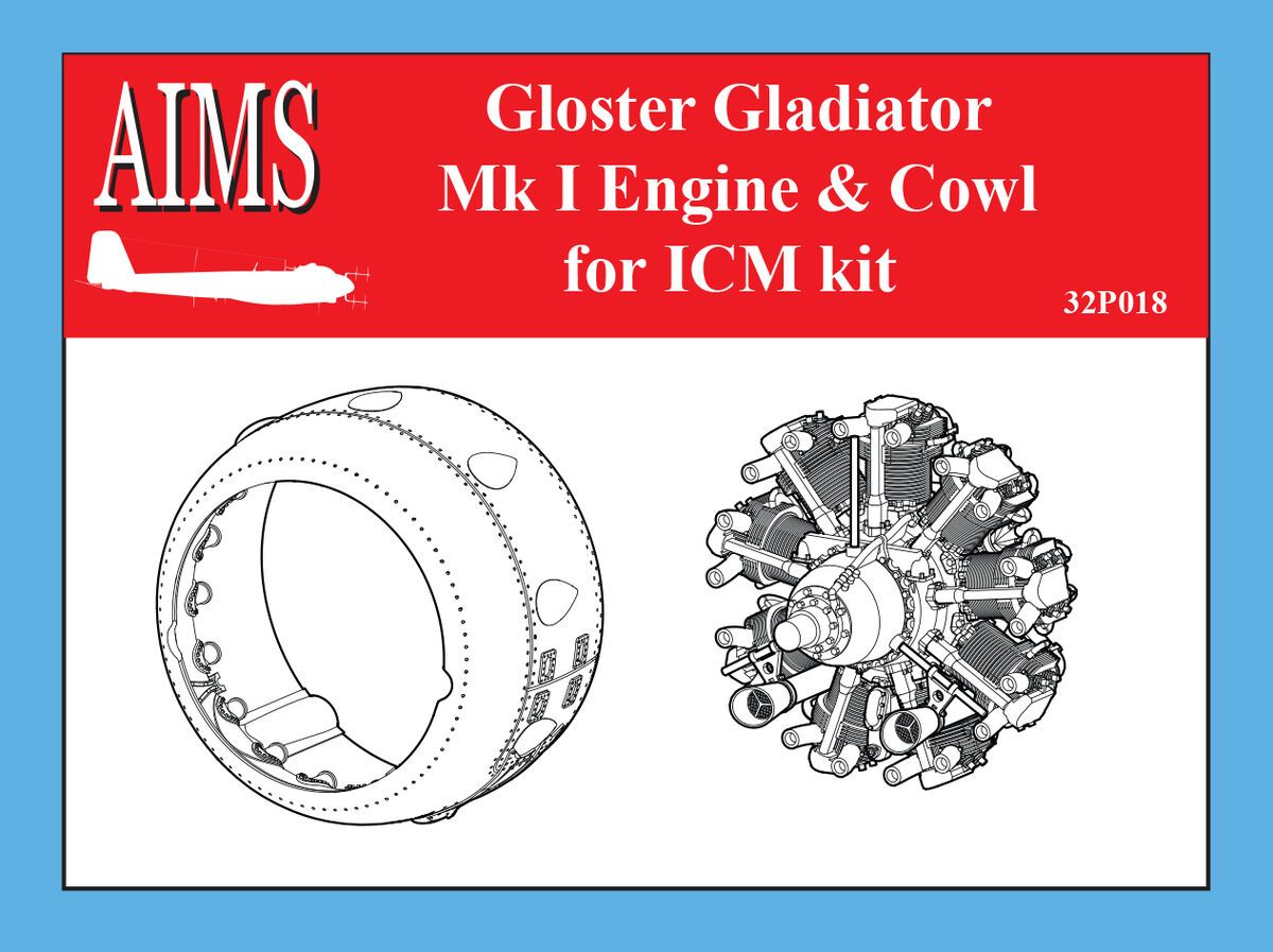 1:32 Gloster Gladiator Mk.I - engine and cowl set (designed to be used with ICM kits)