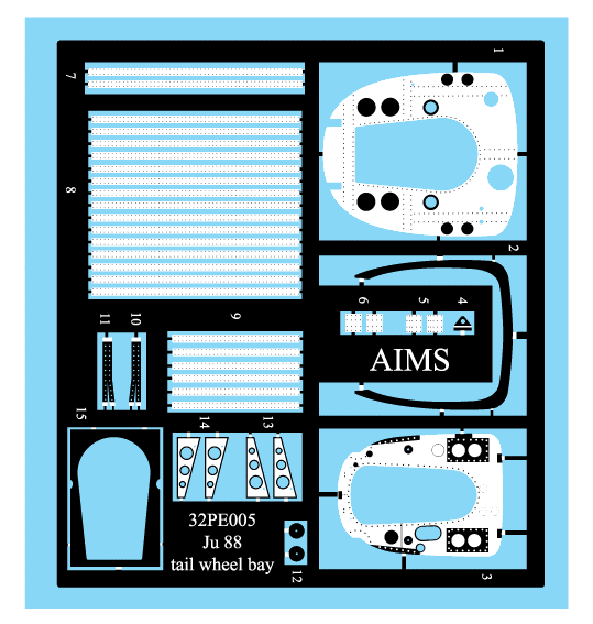 1:32 Ju-88 A-1 - tail wheel bay providing details (designed to be used with Revell kits)