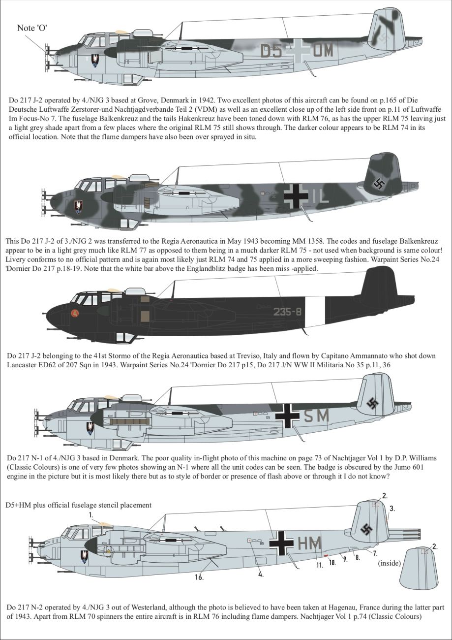 1:48 Dornier Do-217 J-2 / N-1 / N-2 Night Fighters Decals