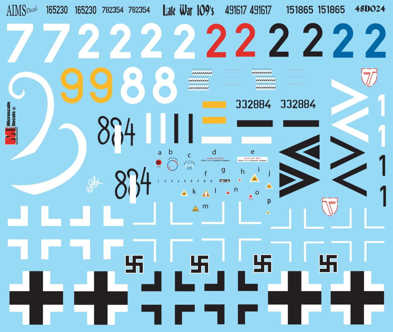 1:48 Late War Messerschmitt Bf-109 G/K Decals