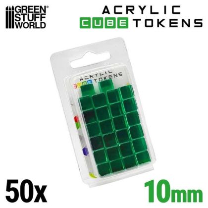 Green Acrylic Cube tokens 10mm