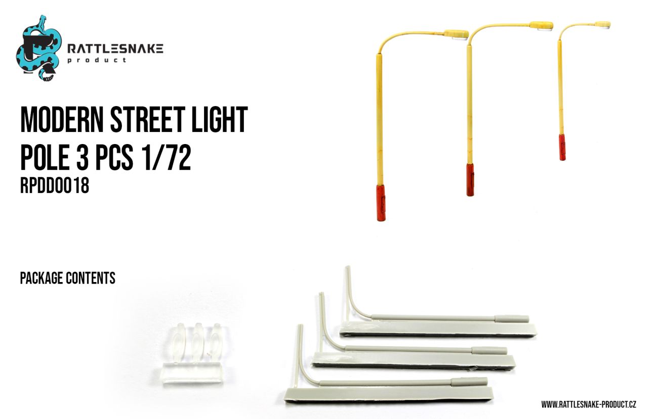 1:72 Modern street light pole 3pcs.