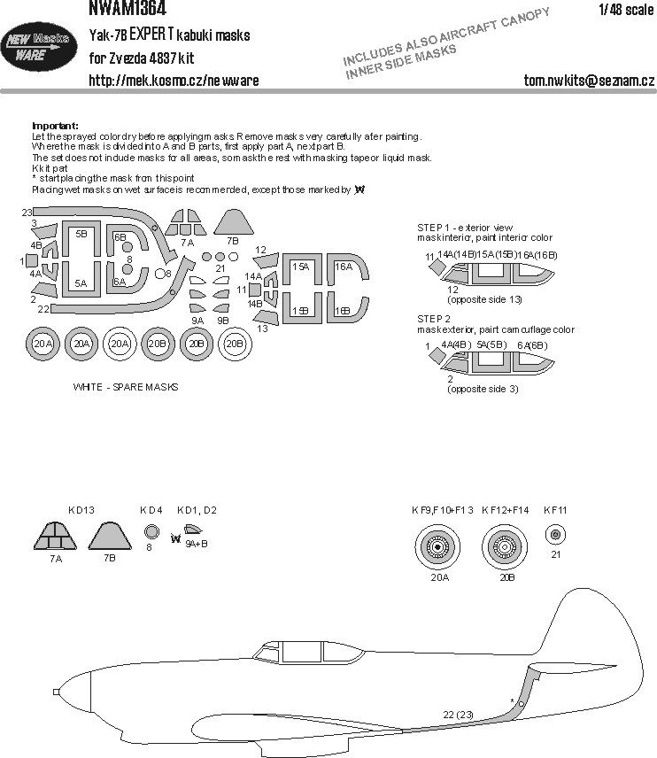 1:48 Yakovlev Yak-7B - EXPERT Kabuki Masks (for Zvezda Kits)