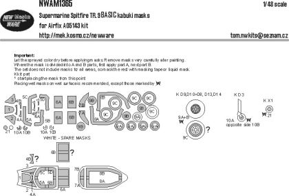 1:48 Supermarine Spitfire TR.9 - BASIC Kabuki Masks (for Airfix Kits)