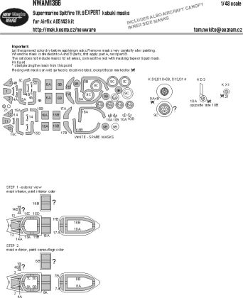 1:48 Supermarine Spitfire TR.9 - EXPERT Kabuki Masks (for Airfix Kits)