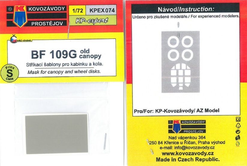 1:72 Bf 109G Old canopy – mask for canopy and wheel disks