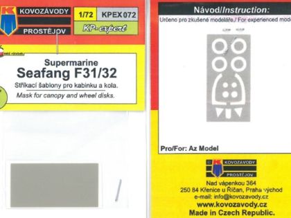 1:72 Seafang F31/32 mask for canopy and wheel disks