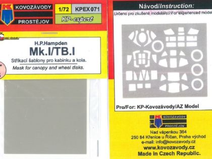 1:72 Hampden mask for canopy and wheel disks