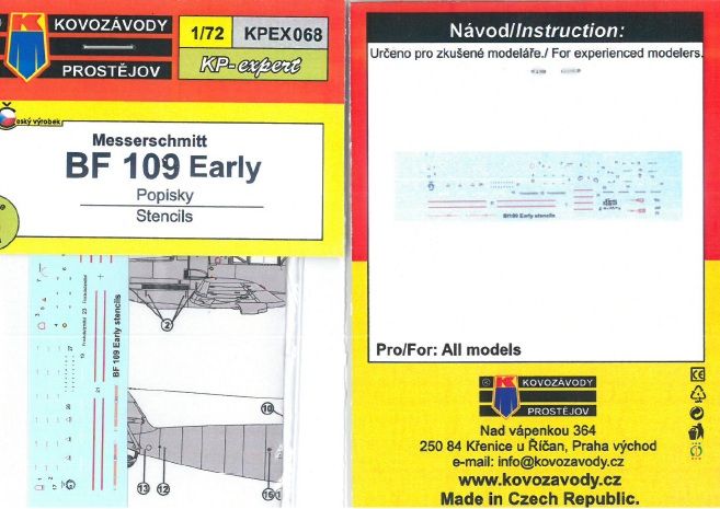 1:72 Bf 109 Early stencils