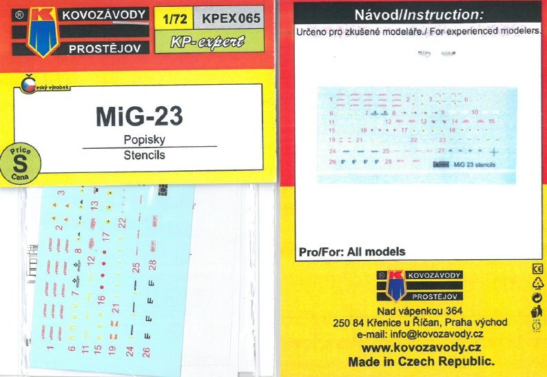 1:72 MiG-23 stencils