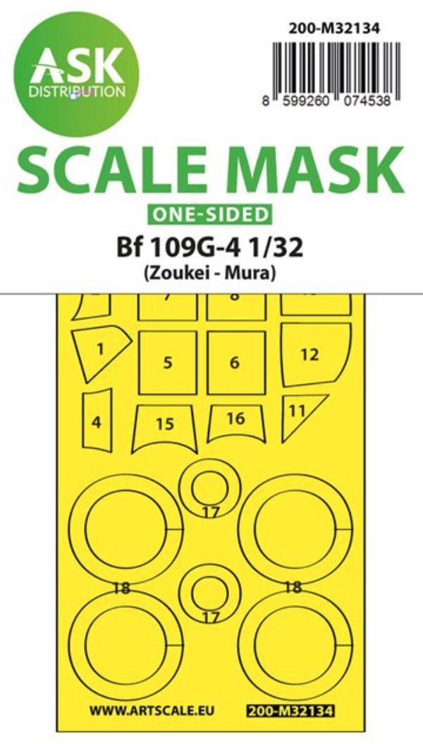 1:32 Bf 109G-4 one-sided express fit and self adhesive mask for SWS Zoukei - Mura
