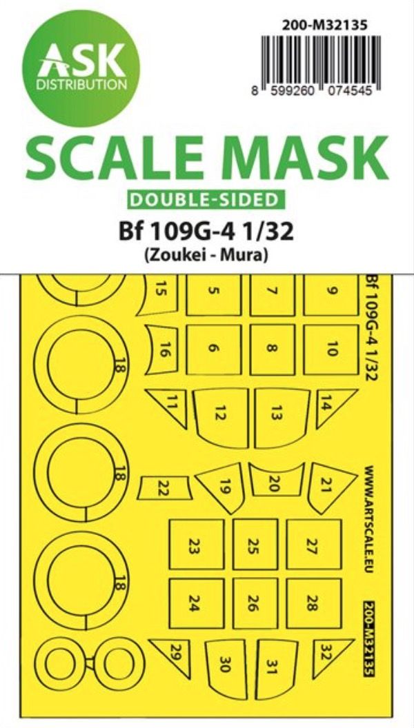 1:32 Bf 109G-4 double-sided express fit and self adhesive mask for SWS Zoukei - Mura