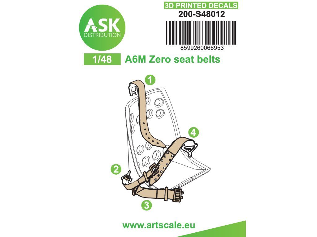1:48 A6M Zero seat belts - 3D printed decals by ASK