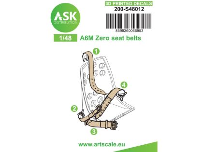 1:48 A6M Zero seat belts - 3D printed decals by ASK