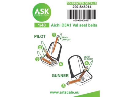 1:48 Aichi D3A1 Val seat belts - 3D printed decals by ASK