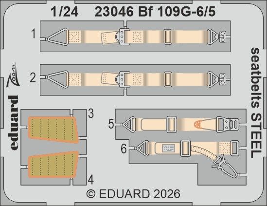 1:24 Bf-109 G-5 / G-6 - Steel Seatbelts for Airfix