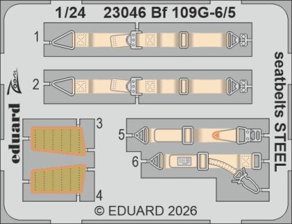 1:24 Bf-109 G-5 / G-6 - Steel Seatbelts for Airfix