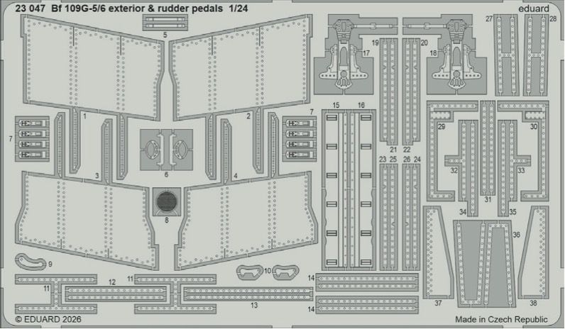 1:24 Bf-109 G-5 / G-6 - Exterior & Rudder Pedals for Airfix