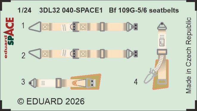 1:24 Bf-109 G-5 / G-6 - Seatbelts for Airfix