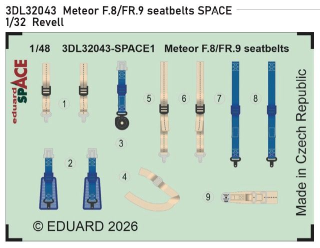 1:32 Gloster Meteor F.8/FR.9 - Seatbelts Space Set for Revell