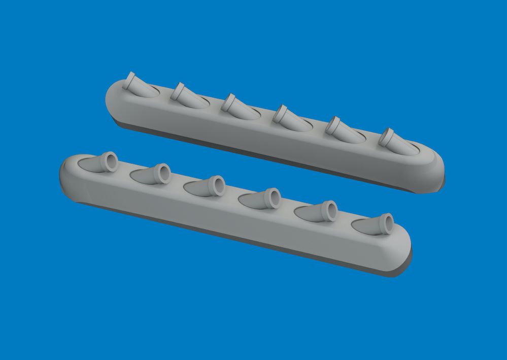 1:72 P-51D Mustang - Exhaust Stacks with Fairing for Arma Hobby