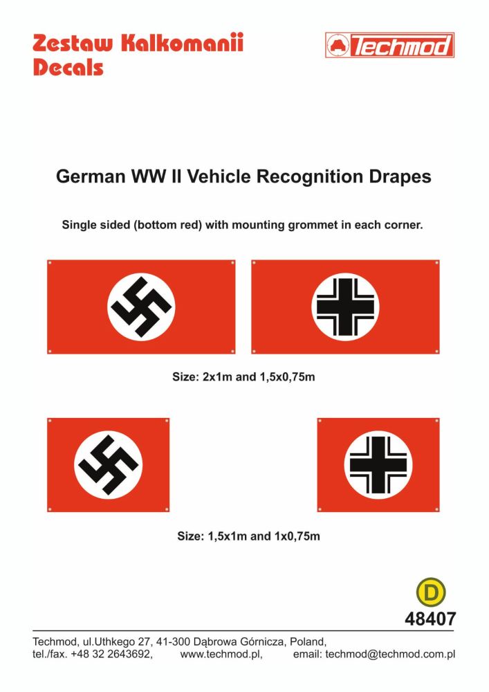 1:48 German WWII Vehicle Recognition Drapes
