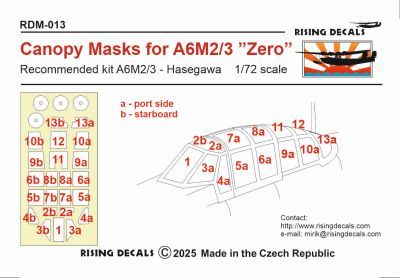 1:72 Canopy mask for A6M2/3 
