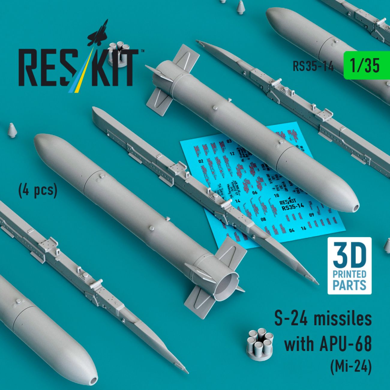 1:35 S-24 missiles with APU-68 (4 pcs) (Mi-24)