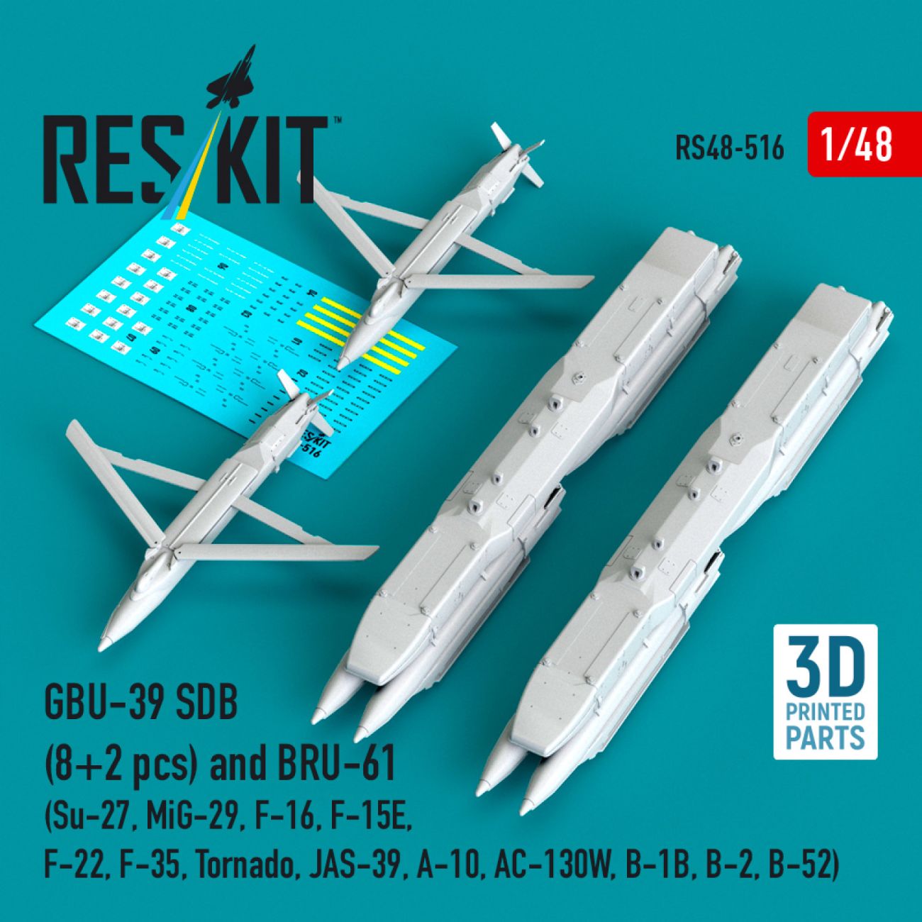 1:48 GBU-39 SDB (8 pcs) and BRU-61 (2 pcs)