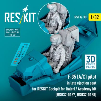 1:32 F-35 (A/C) pilot in late ejection seat for RESKIT Cockpit for Italeri / Academy kit (RSU32-0137, RSU32-0138)