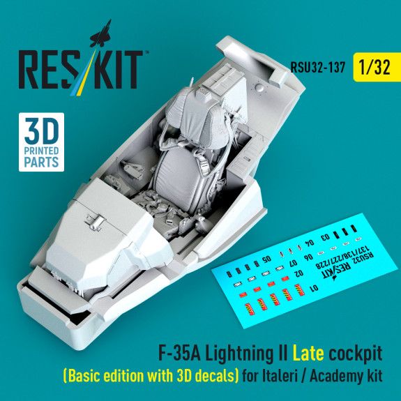 1:32 F-35A Lightning II late cockpit (Basic edition with 3D decals) for Italeri / Academy kit