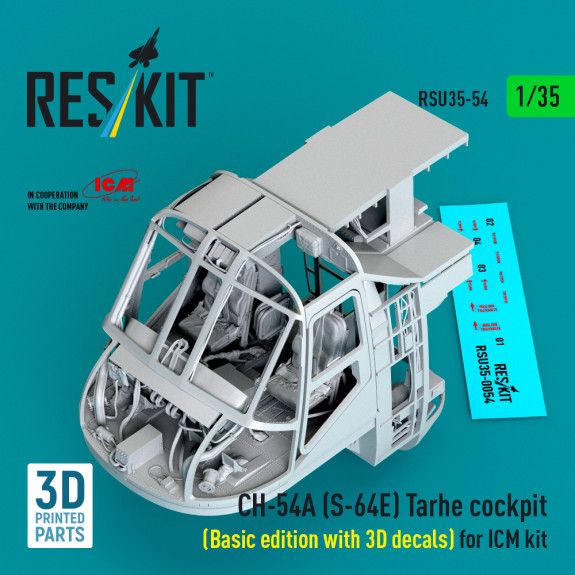 1:35 CH-54A (S-64E) Tarhe cockpit (Basic edition with 3D decals) for ICM kit
