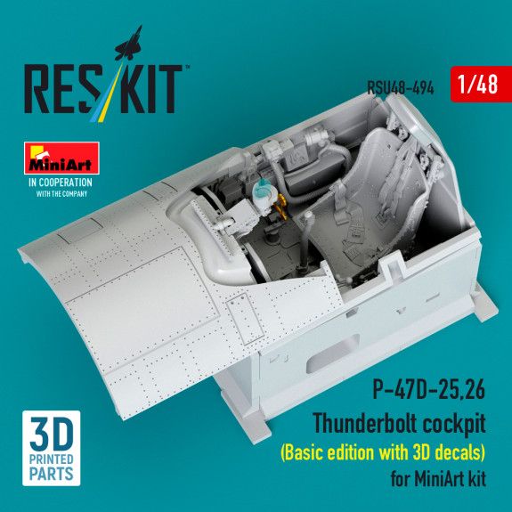 1:48 P-47D-25,26 Thunderbolt cockpit (Basic edition with 3D decals) for MiniArt kit
