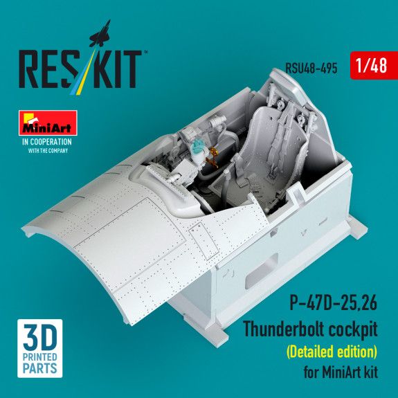 1:48 P-47D-25,26 Thunderbolt cockpit (Detailed edition) for MiniArt kit