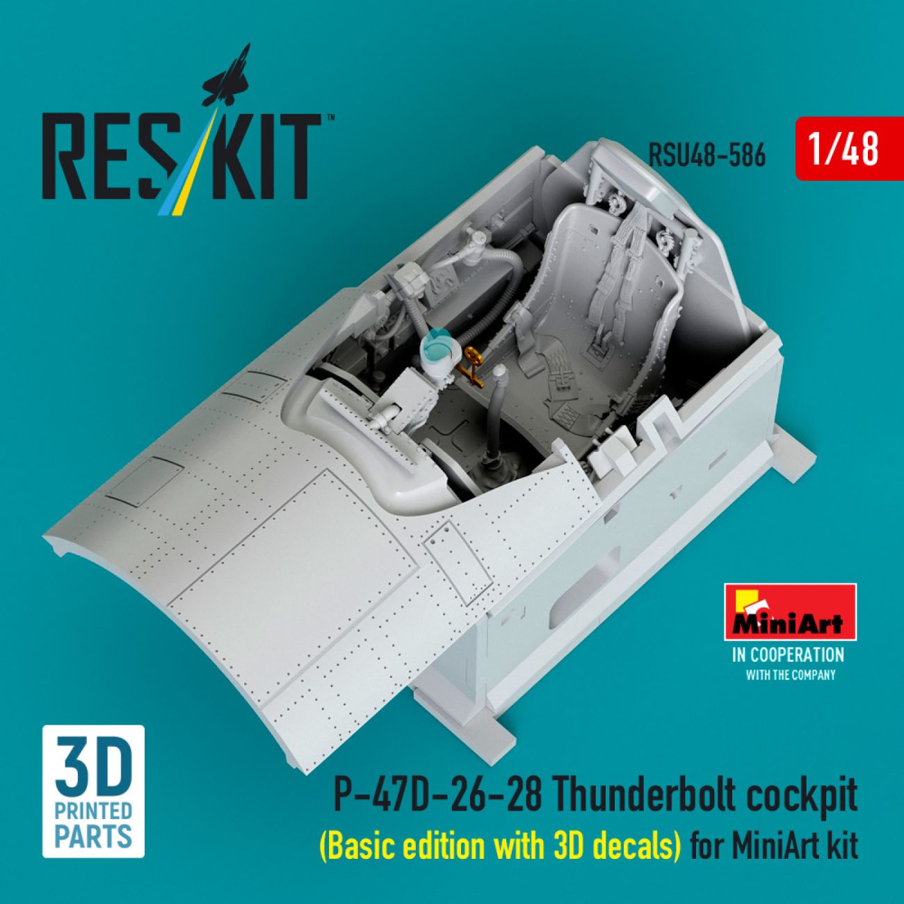 1:48 P-47D-26-28 Thunderbolt cockpit (Basic edition with 3D decals) for MiniArt kit