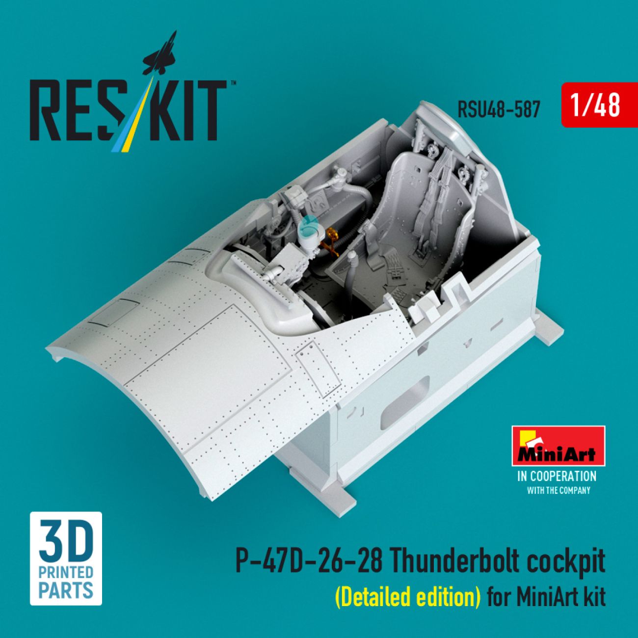 1:48 P-47D-26-28 Thunderbolt cockpit (Detailed edition) for MiniArt kit