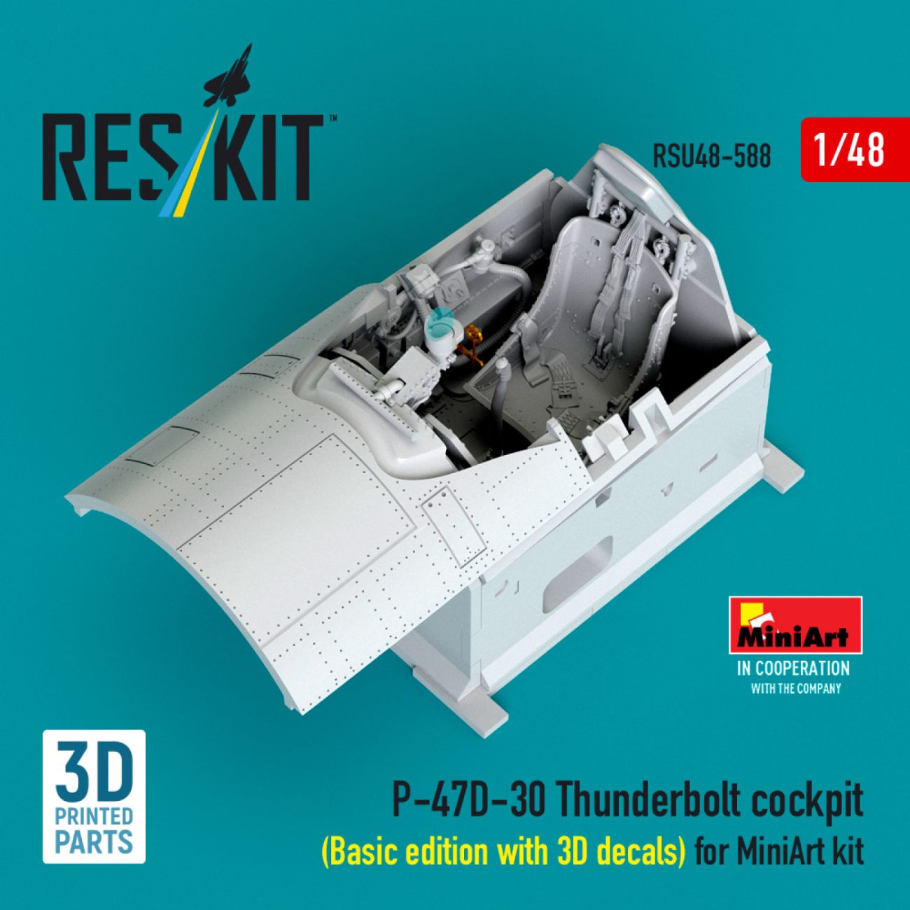 1:48 P-47D-30 Thunderbolt cockpit (Basic edition with 3D decals) for MiniArt kit