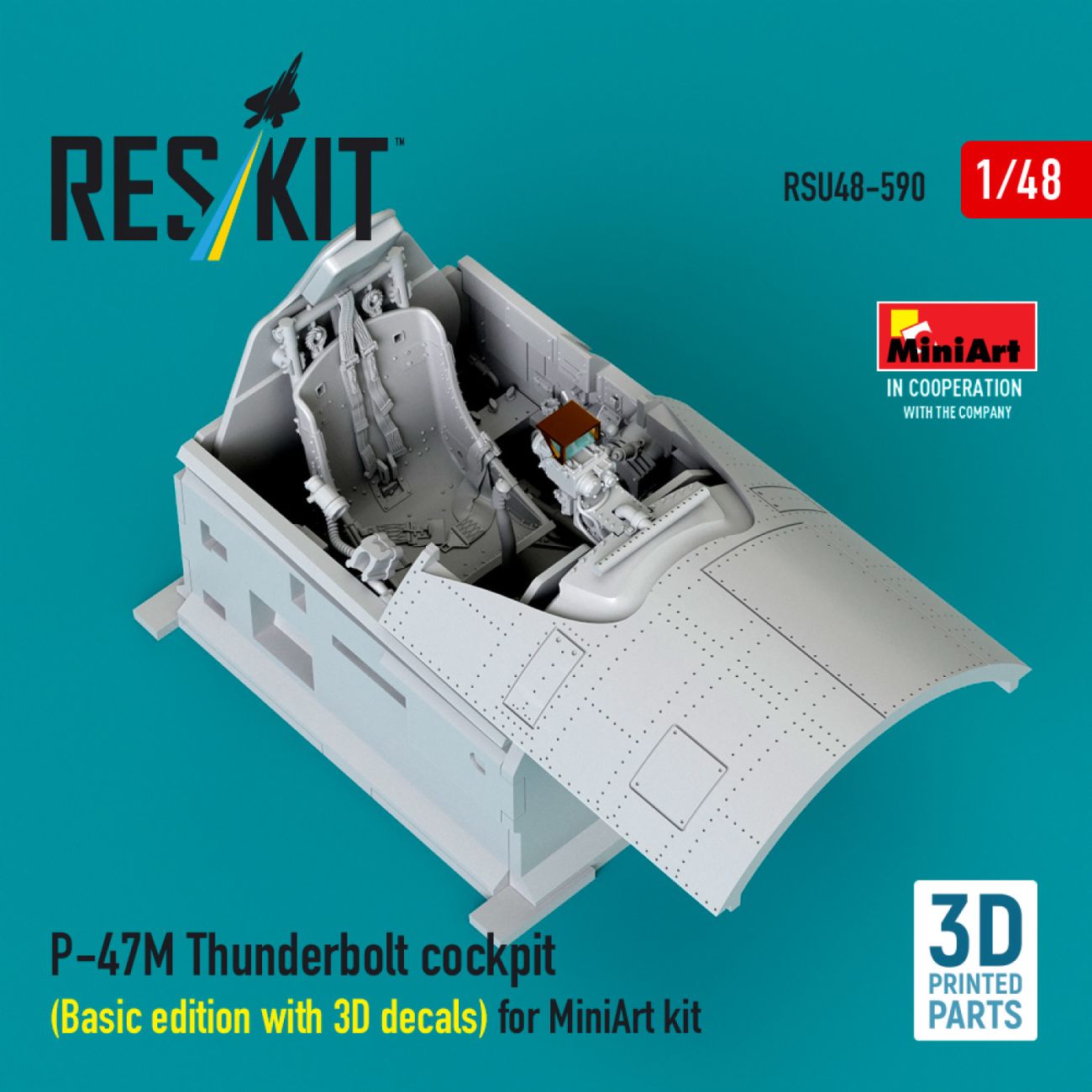1:48 P-47M Thunderbolt cockpit (Basic edition with 3D decals) for MiniArt kit 