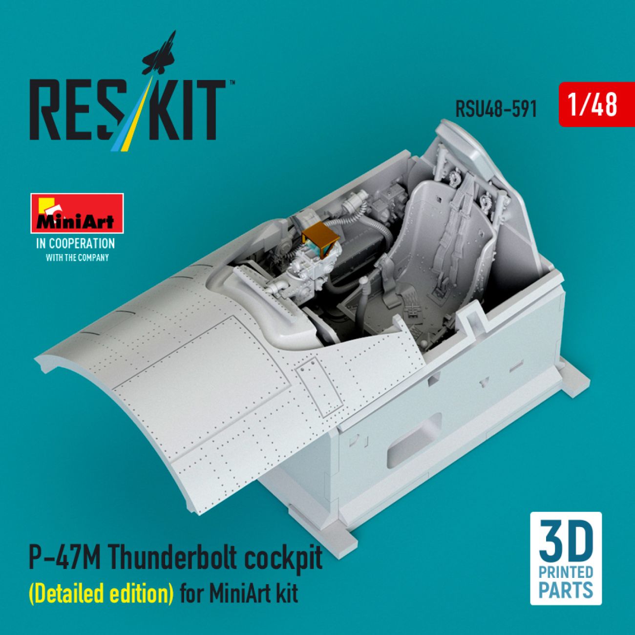 1:48 P-47M Thunderbolt cockpit (Detailed edition) for MiniArt kit