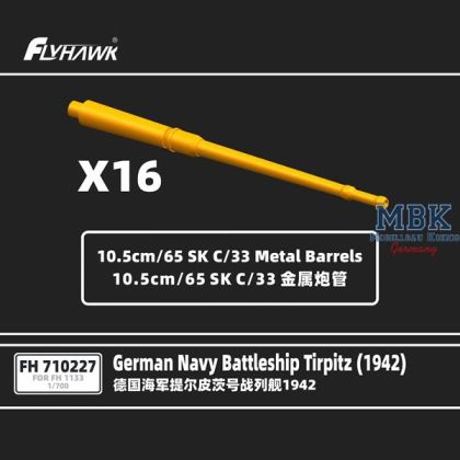 1:700 Battleship TIRPITZ 10.5cm/65 SK C/33 Metal Barrel