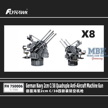 1:700 German Navy 2cm C/38 Quadruple Anti-Aircraft Gun