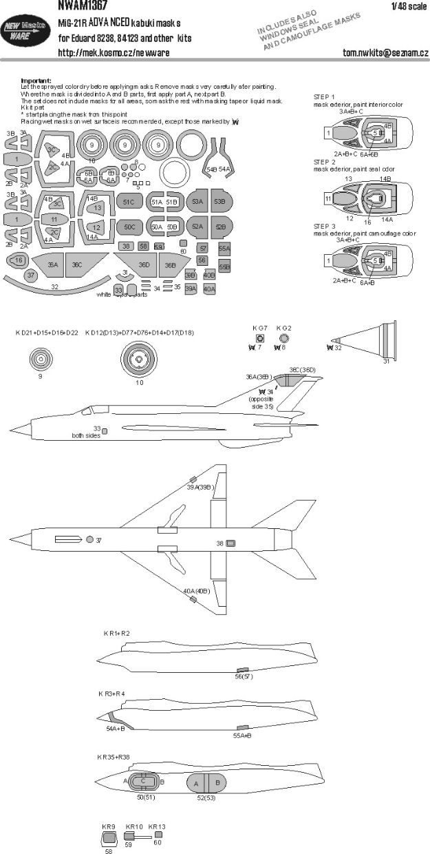 1:48 MiG-21 R - ADVANCED Kabuki Masks (for Eduard Kits)