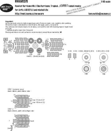 1:48 Hawker Hurricane Mk.I (Sea Hurricane, Tropical and others) - EXPERT Kabuki Masks (for Airfix Kits)